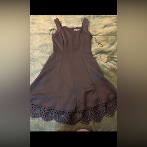 Donna Ricco Black Dress with Lace Hem